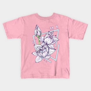 Pastel Geometric Lotus Flower Illustration Kids T-Shirt